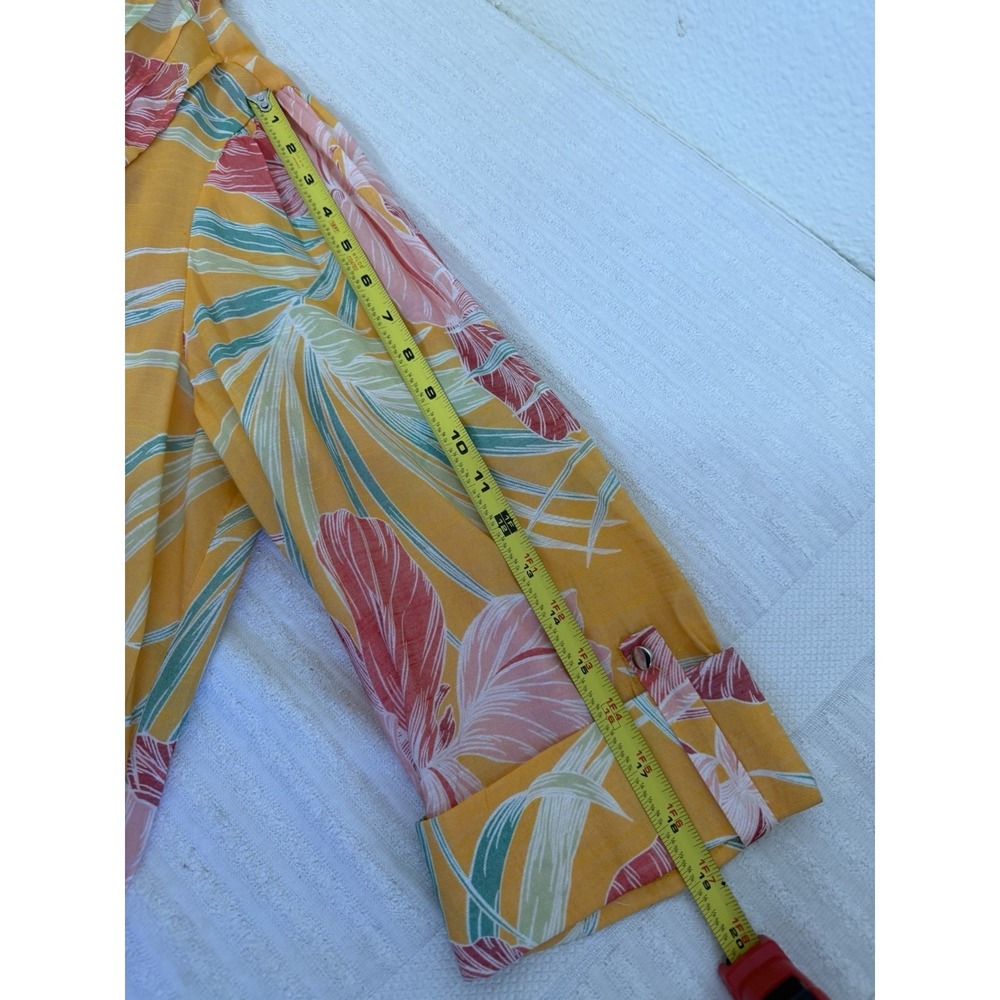 Ava & Grace 1X Floral Blouse Tropical Rayon 3/4 Sleeve Boho Orange Summer Resort - Picture 12 of 15